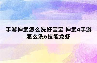 手游神武怎么洗好宝宝 神武4手游怎么洗6技能龙虾